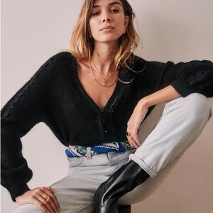 Sezane Black V-Neck Sweater Valentine
